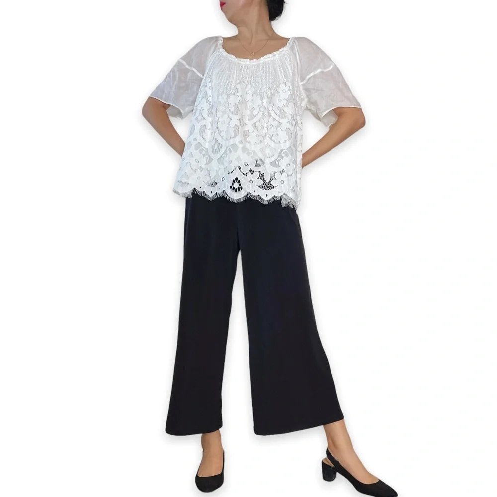 NWT Anthroplogie Moulinette Soeurs Messina White Puffsleeve Lace Top Size L - Picture 6 of 16